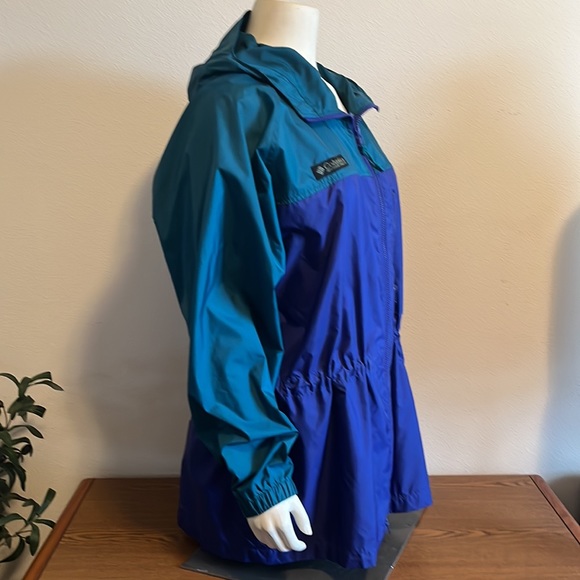 Columbia Women’s Cinch Waist Windbreaker Blue/Green Size L EUC - Picture 2 of 4